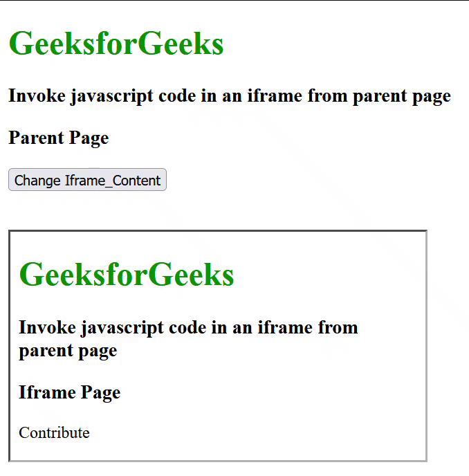 How to invoke JavaScript code in an iframe from parent page
