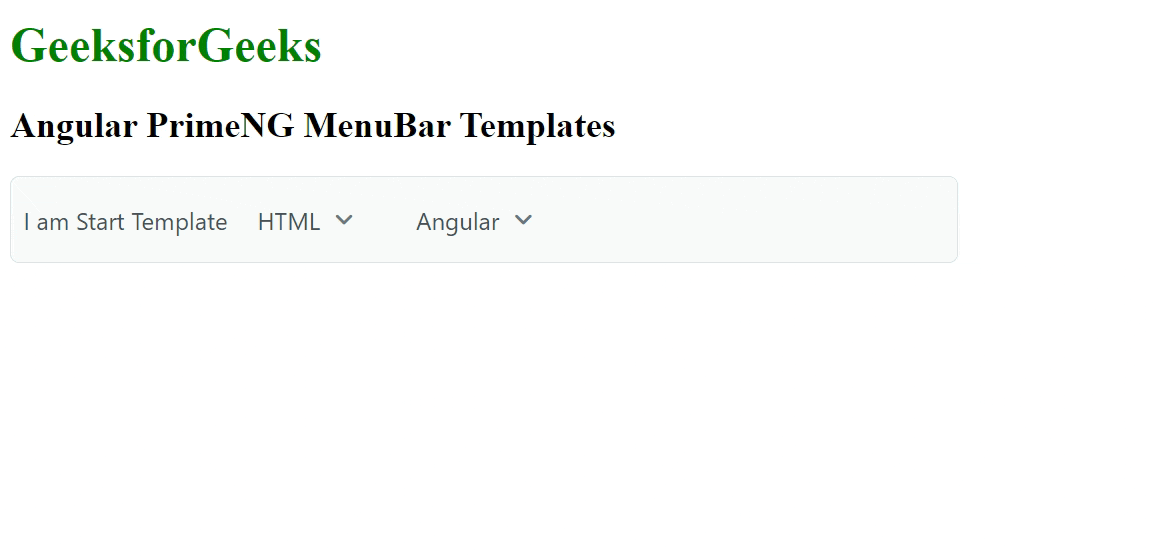 Angular PrimeNG Menubar Templates