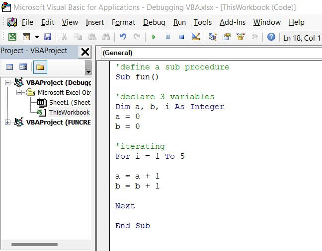 Debugging VBA Code in Excel