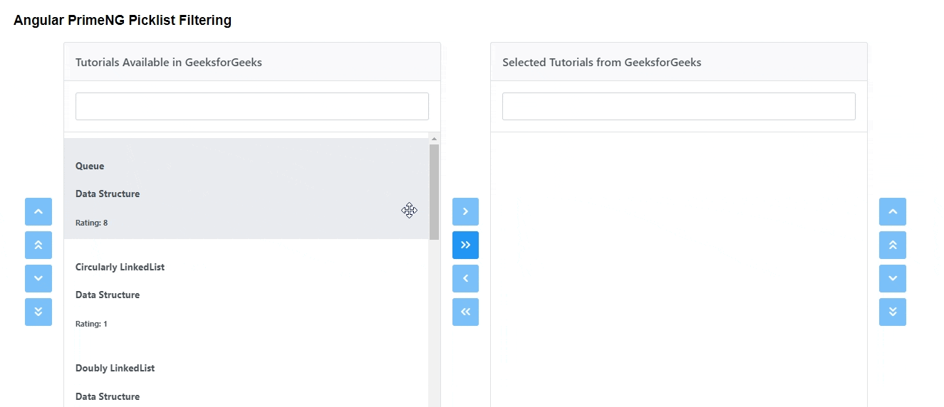 Angular PrimeNG PickList Filtering