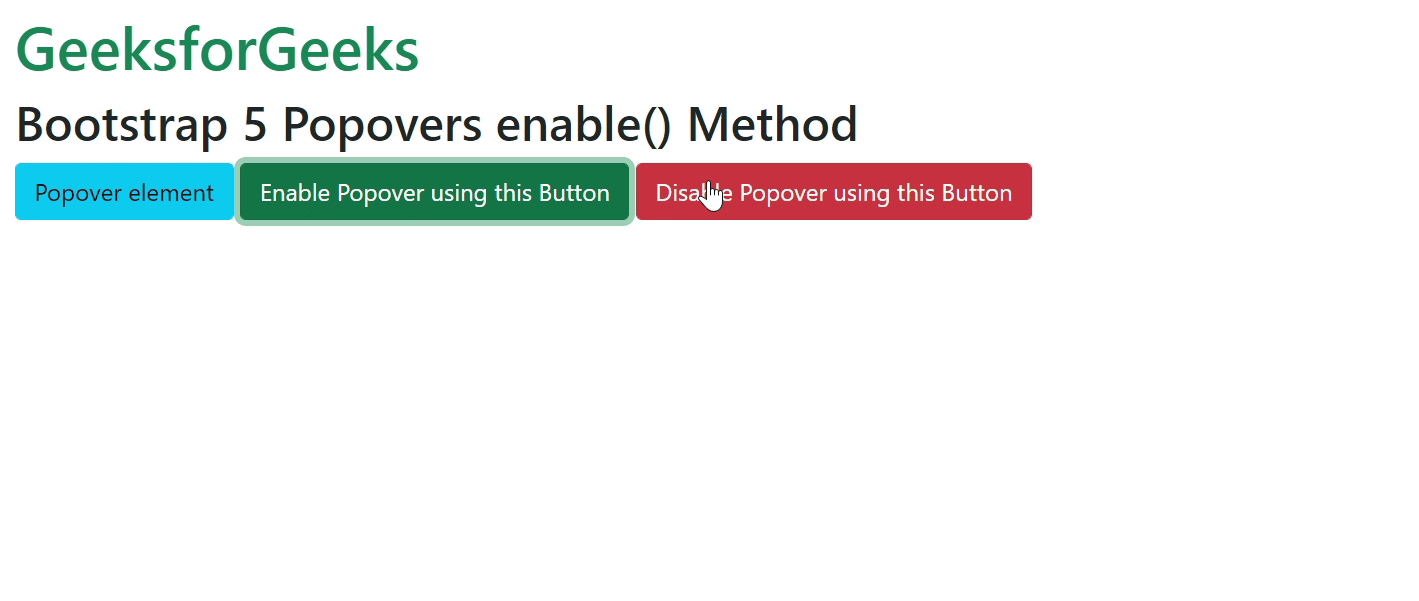 Bootstrap 5 Popovers enable() Method