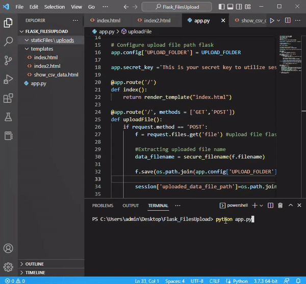 Uploading and Reading a CSV File in Flask
