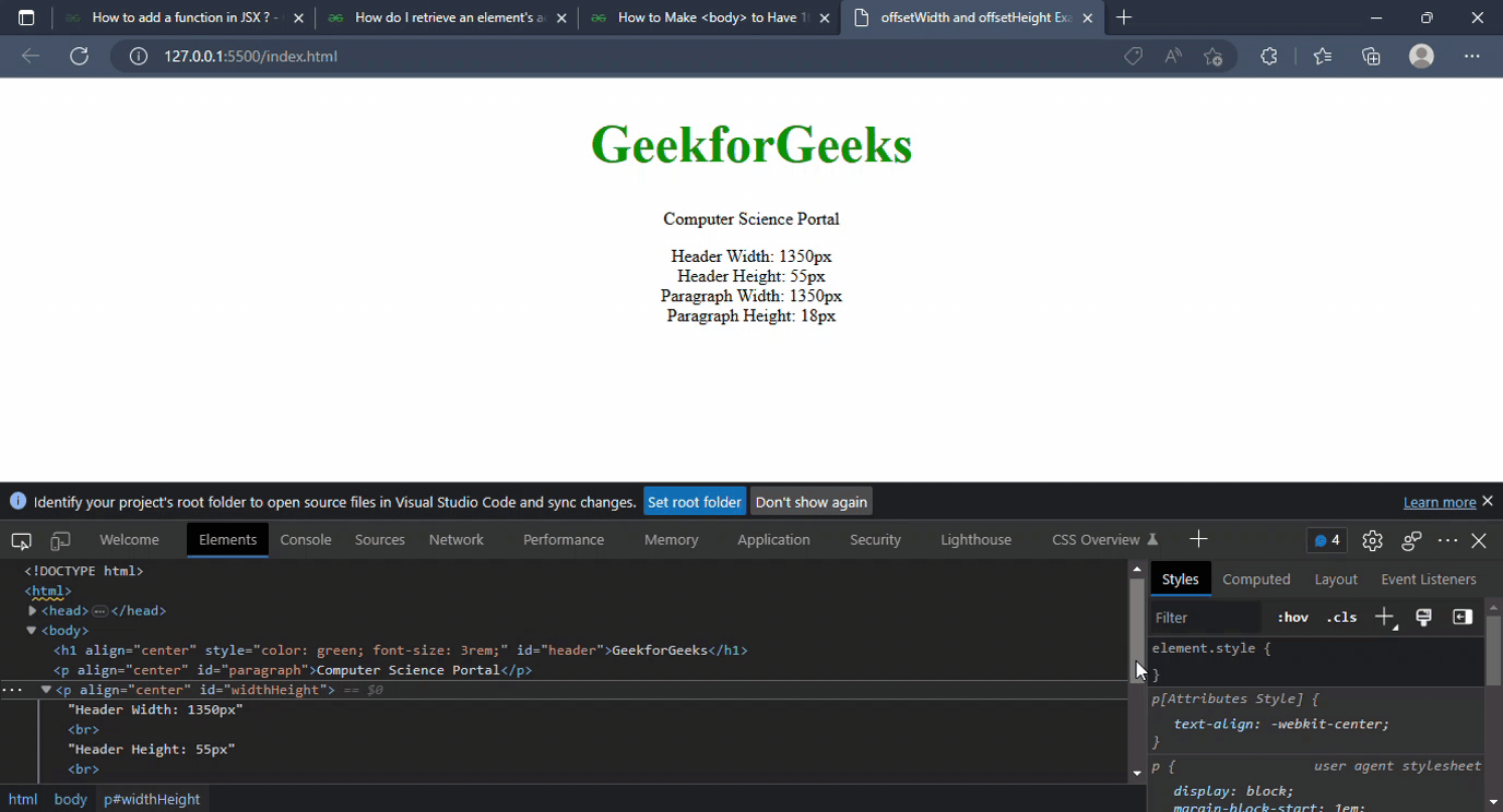 How to get the element's actual width and height in JavaScript