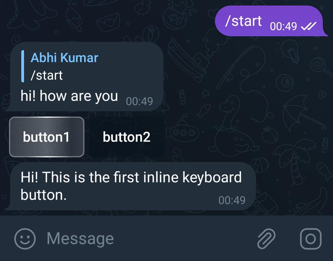 Keyboard buttons in Telegram bot Using Python