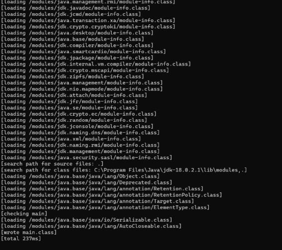Java verbose Command