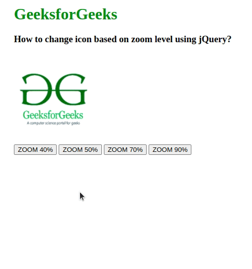 How to change icon based on zoom level using jQuery ?