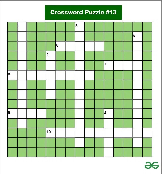 Crossword Puzzle Of The Week #13 (for Recursion) | GeeksforGeeks
