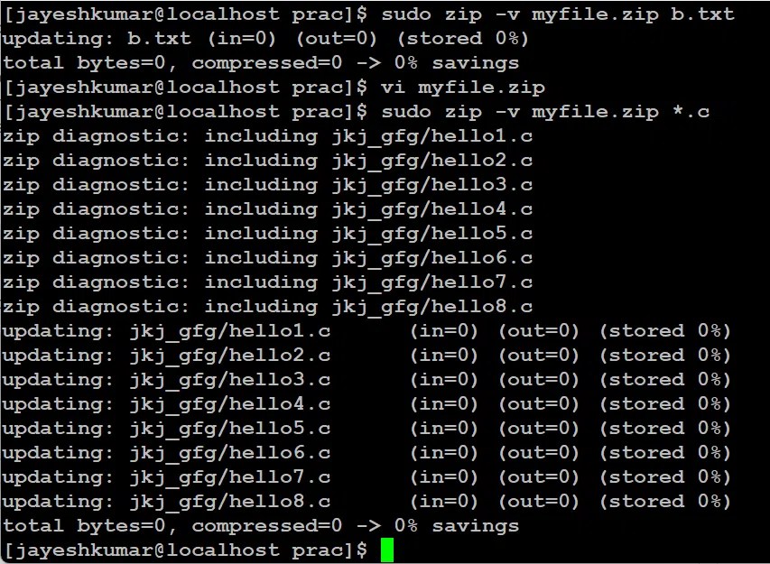 ZIP command in Linux with examples