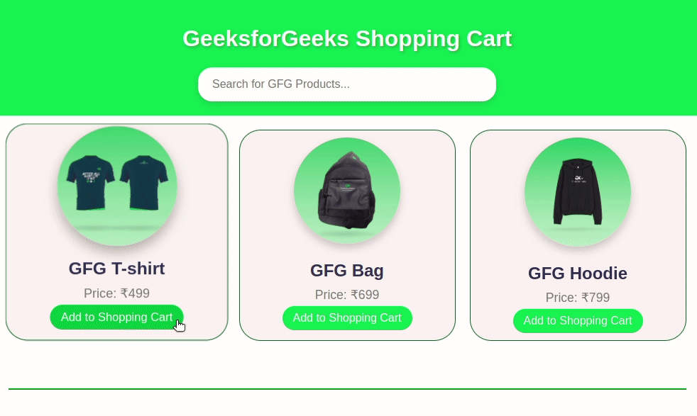 Shopping Cart app using React