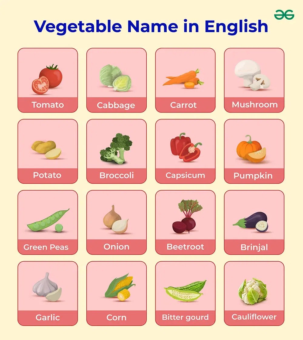 Vegetables Names List With Picture