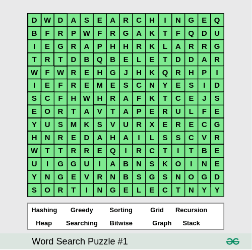 Word Search of the Week #1 | GeeksforGeeks