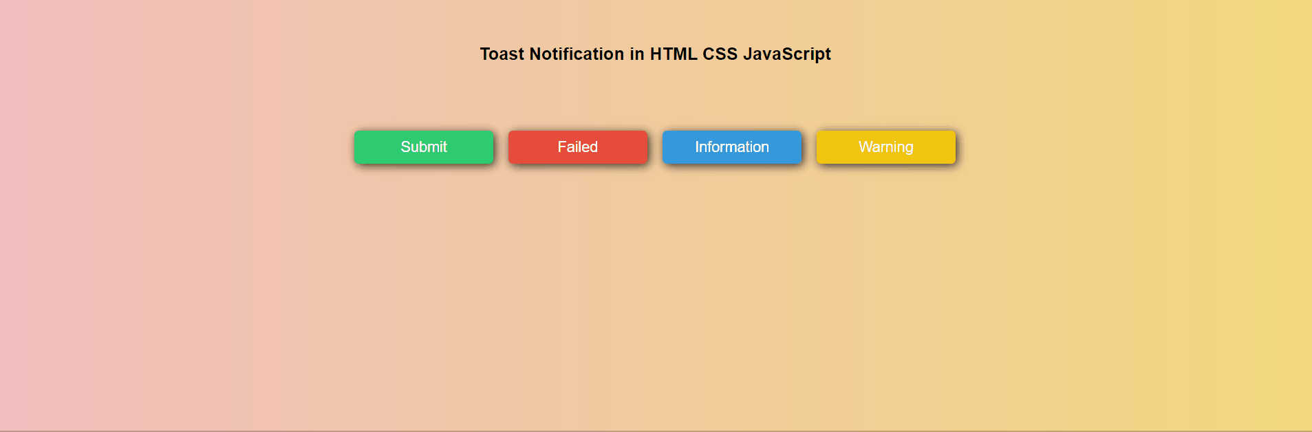 How to make a Toast Notification in HTML CSS and JavaScript
