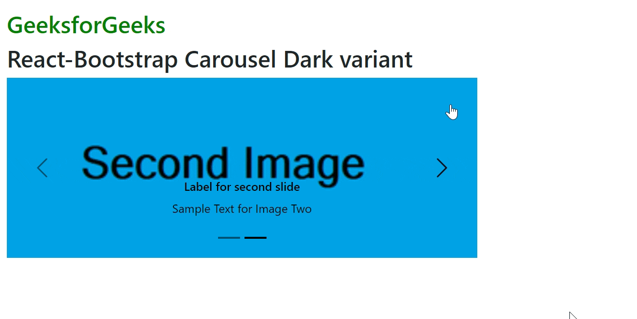 ReactBootstrap Carousel Dark variant