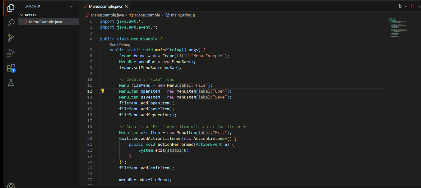 What Is Menu Explain In Detail In Java