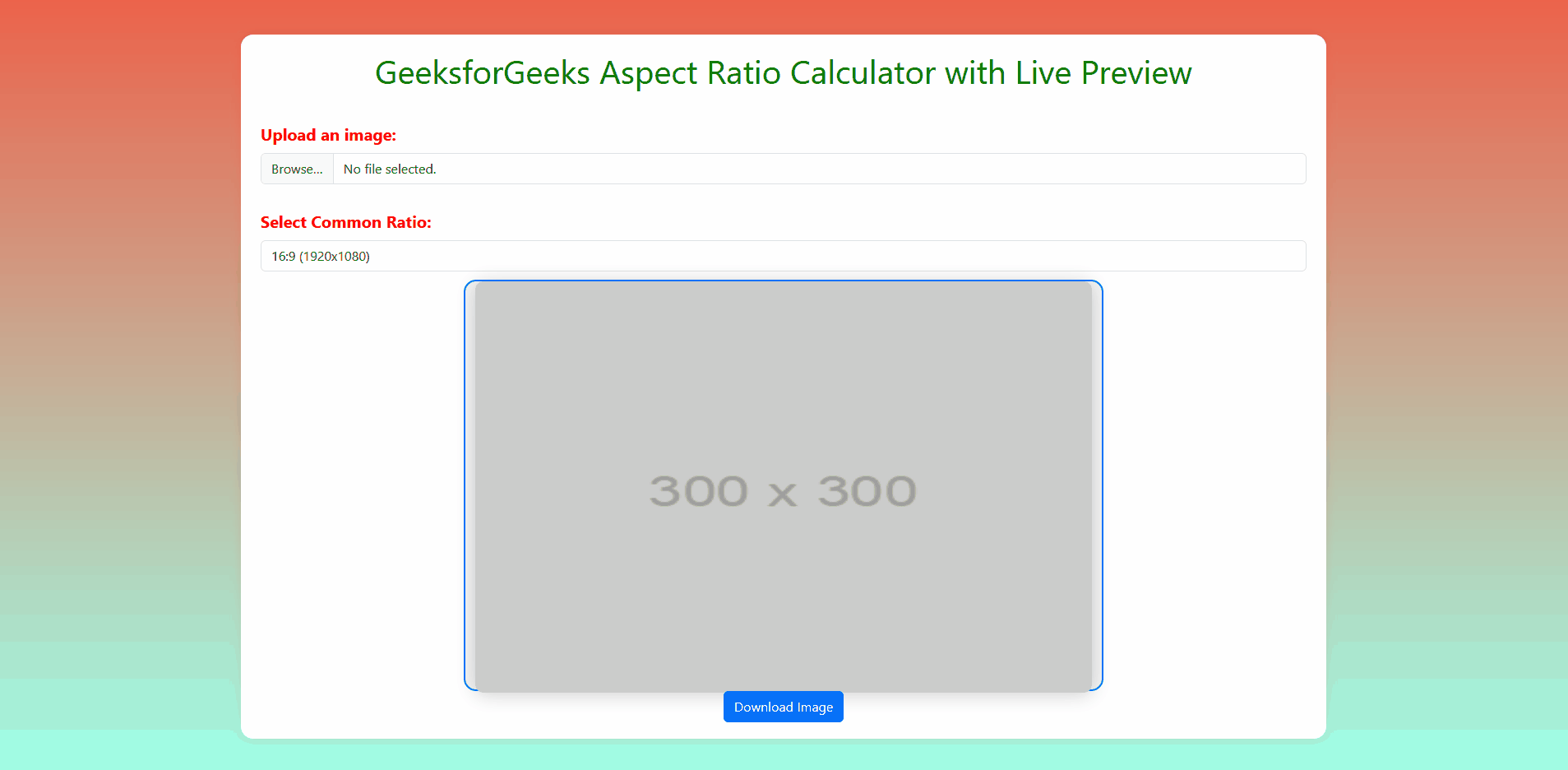 Aspect Ratio Calculator using React