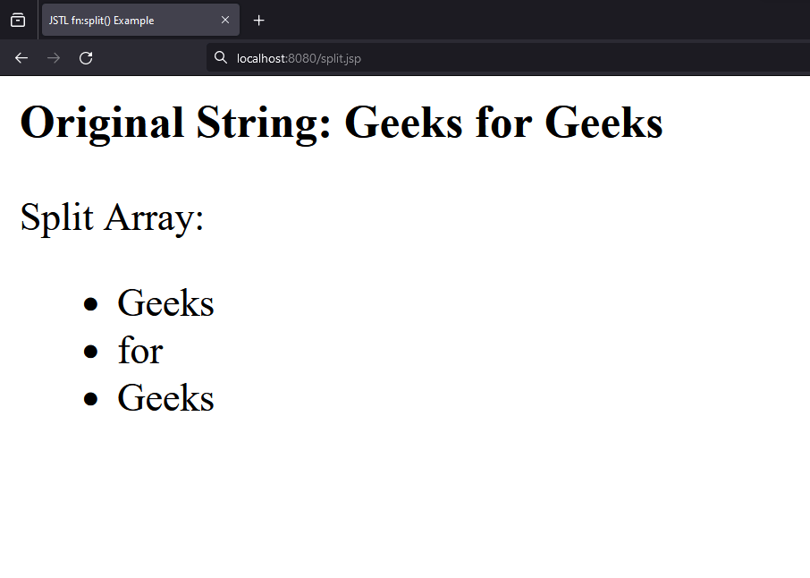 JSTL fnsplit() Function