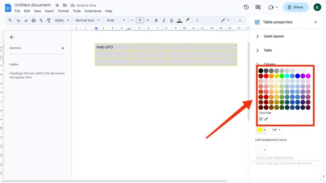 How to Fill a Table with Color in Google Docs A StepbyStep Guide
