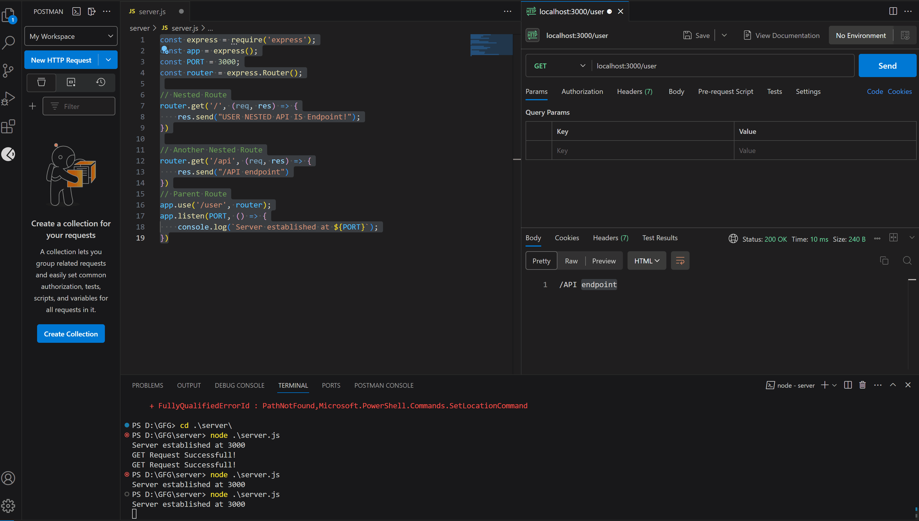 How do you handle nested routes in Express.js?
