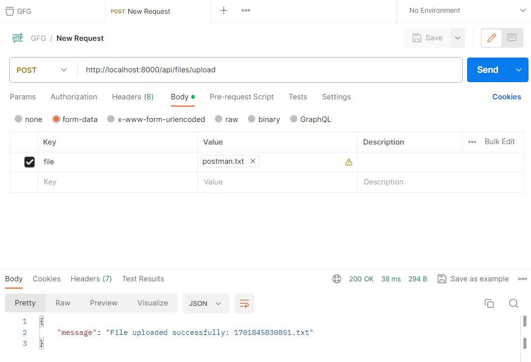 How to test file uploads in Postman using Express?