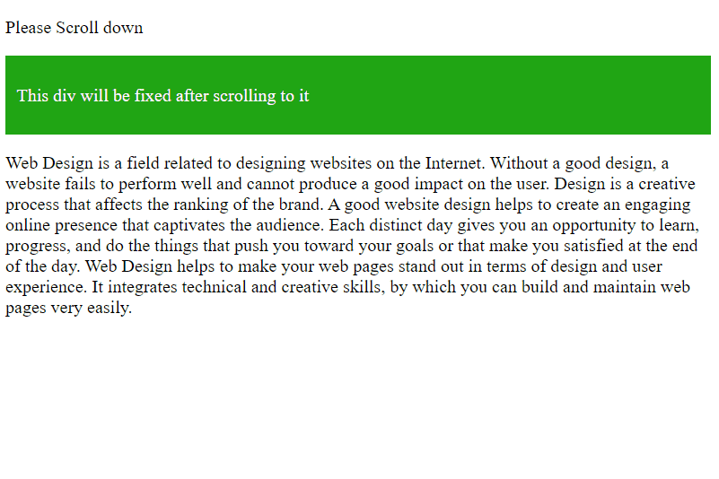 How to make div fixed after scroll to that div ?
