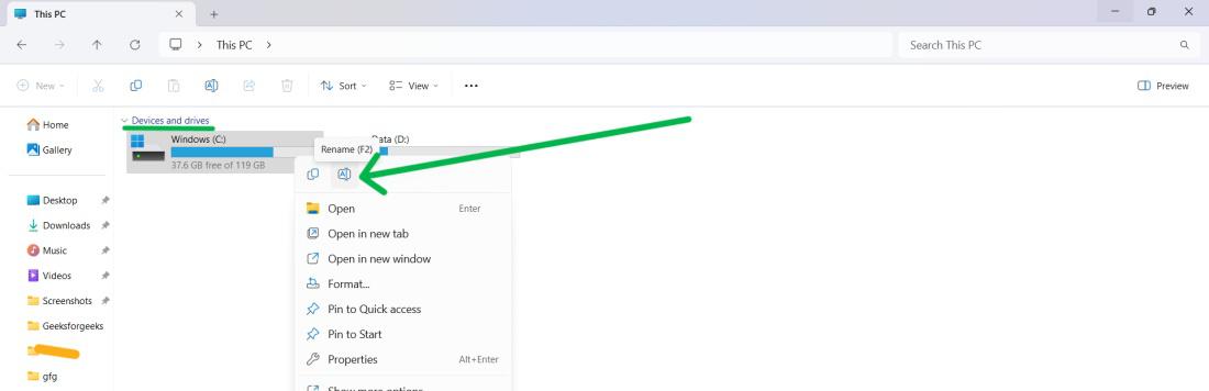 How To Change a Drive Name on Windows 11? - GeeksforGeeks