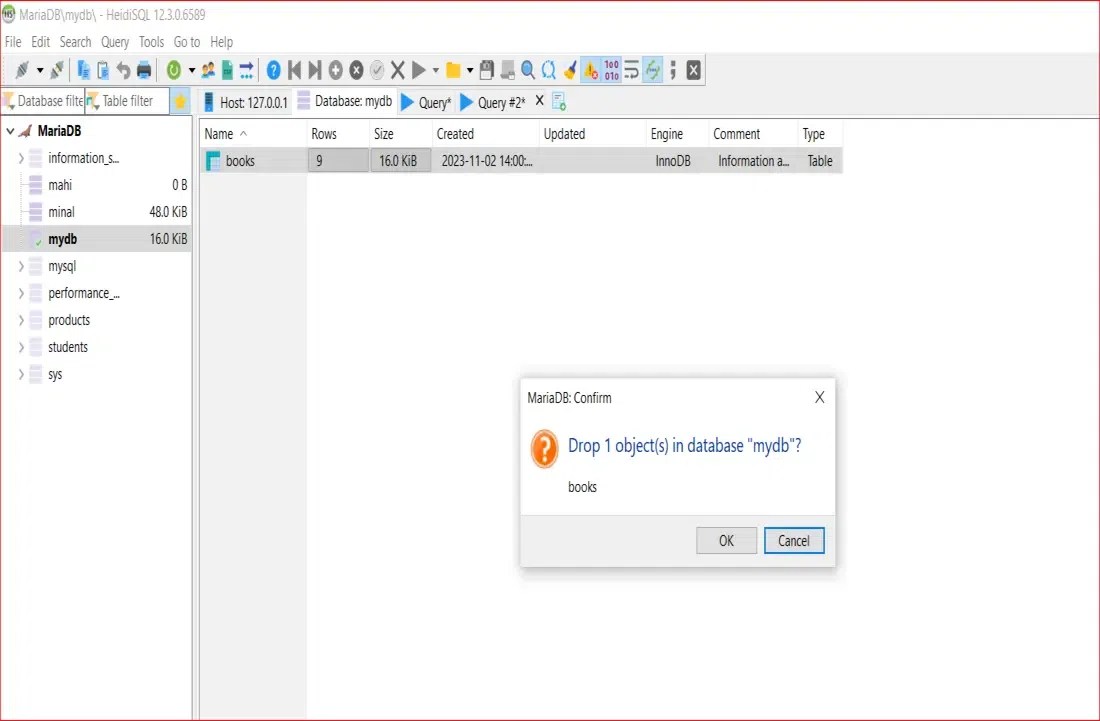 Drop Table in MariaDB
