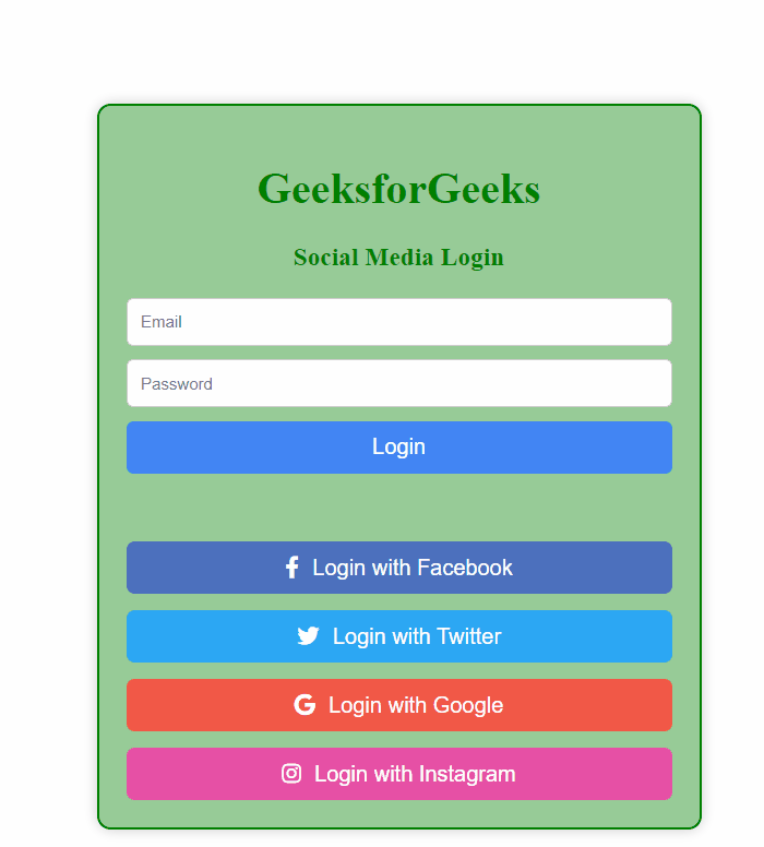 How to create a Social Media Login Form using CSS ?