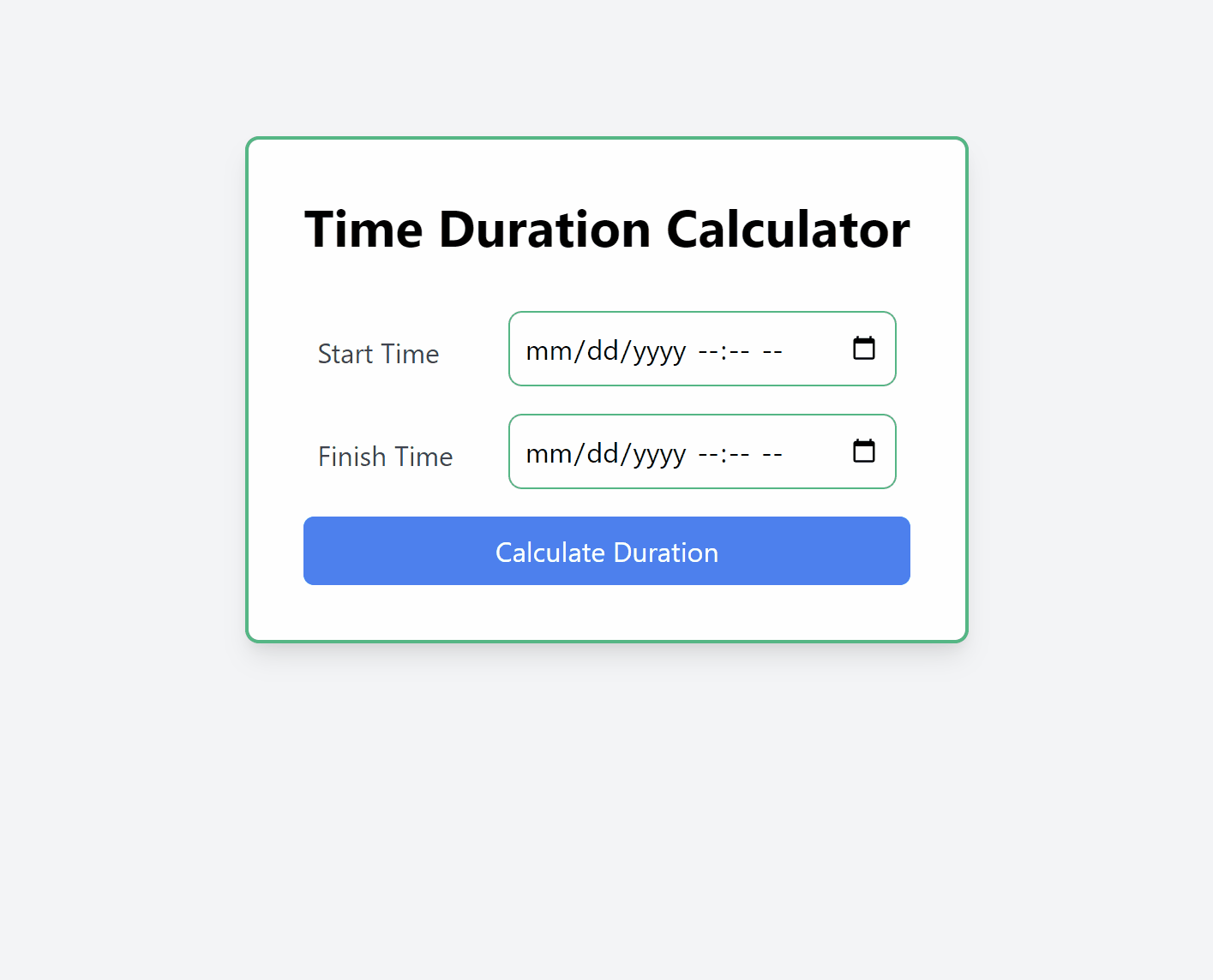 Design a Time Duration Calculator Card in Tailwind CSS & JavaScript