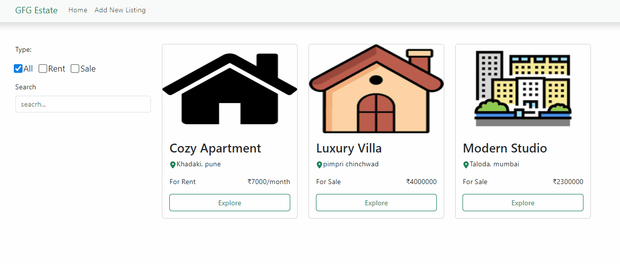 Real Estate Listings Platform using NextJS