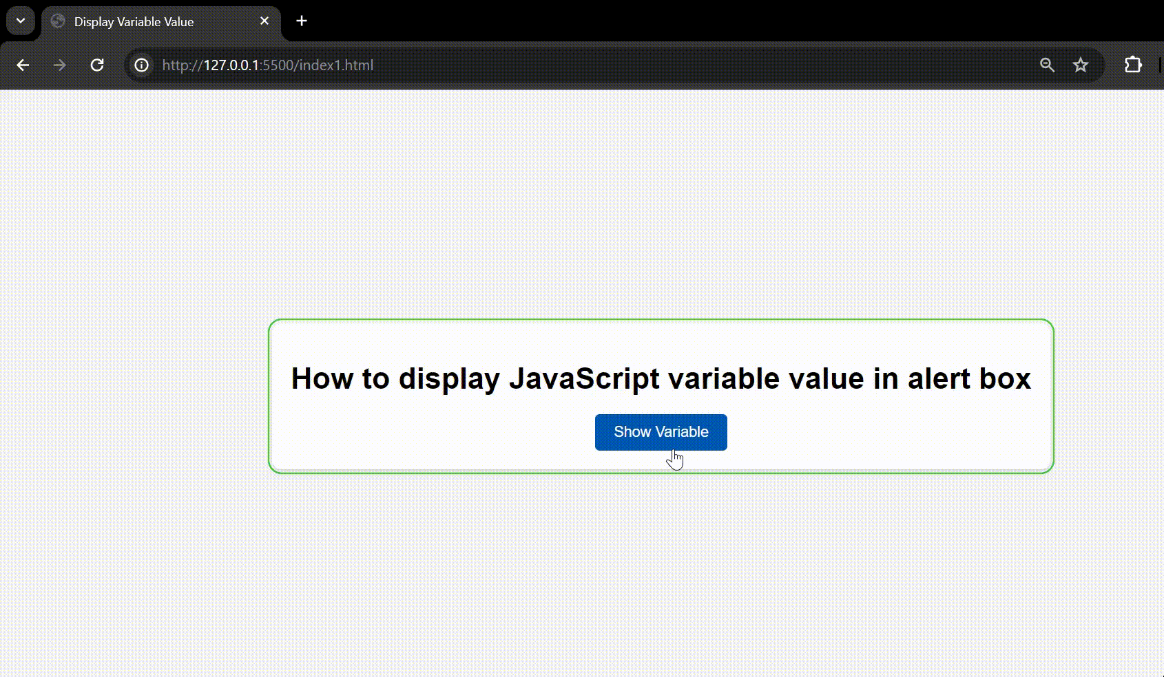 How to Display JavaScript Variable Value in Alert Box ?