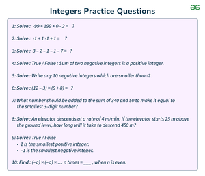Integers Practice Questions: Solved and Unsolved - GeeksforGeeks