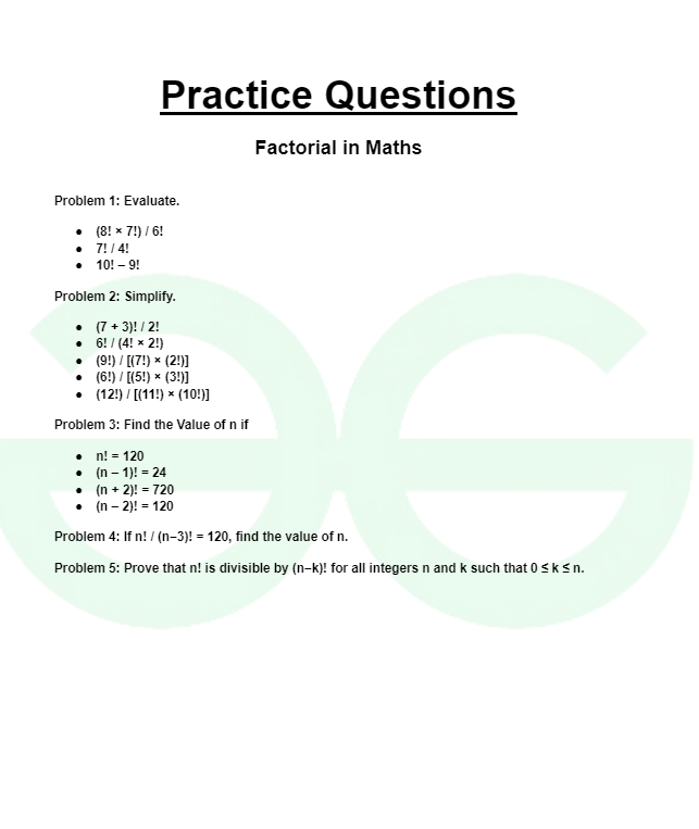 Factorial in Maths | GeeksforGeeks