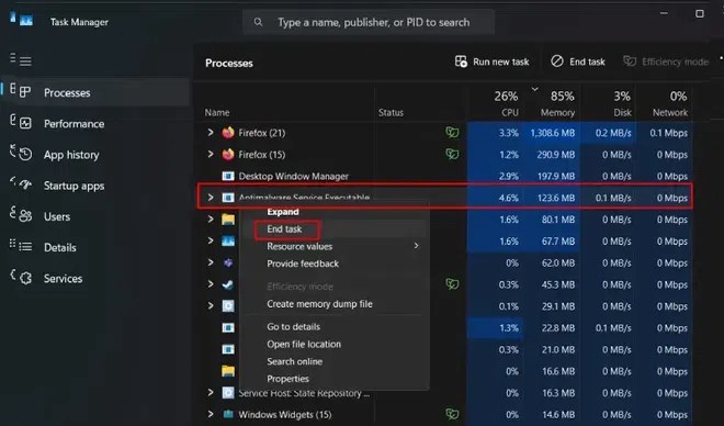 How to Stop Antimalware Service Executable from High CPU Disk 