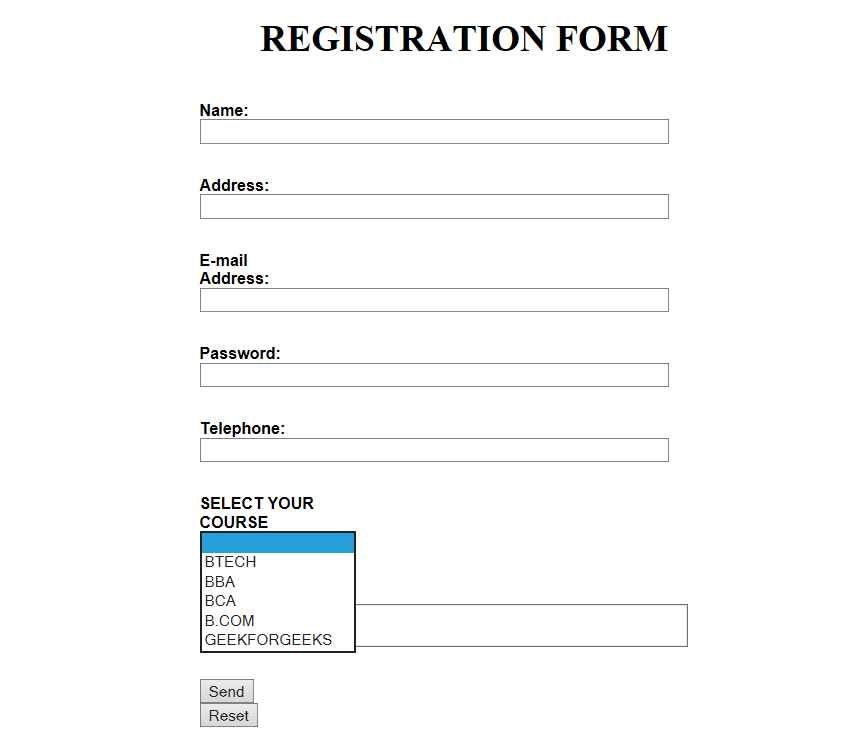 Form validation using HTML and JavaScript