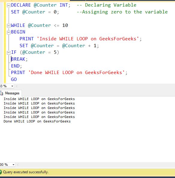 SQL SERVER Conditional Statements