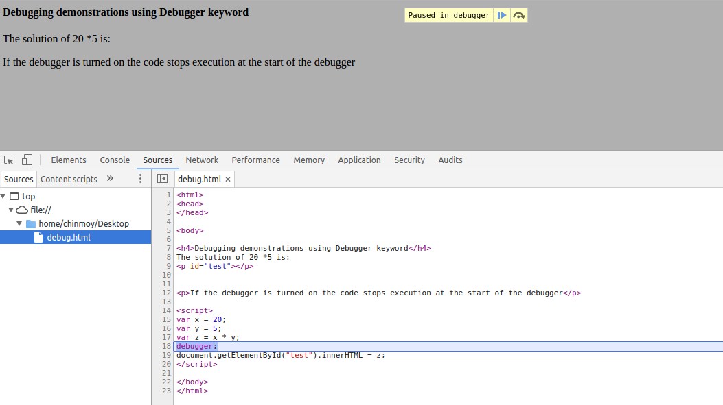 debugging in JavaScript
