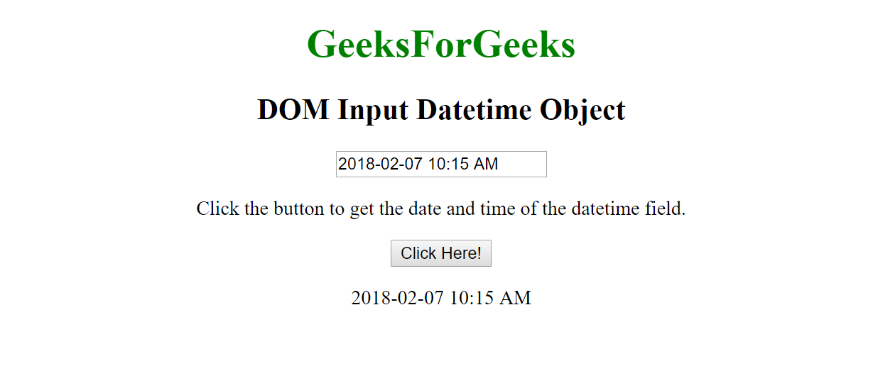 HTML DOM Input Datetime Object