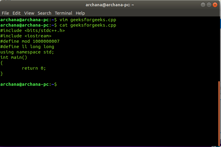 Creating a C++ template in vim in Linux - GeeksforGeeks