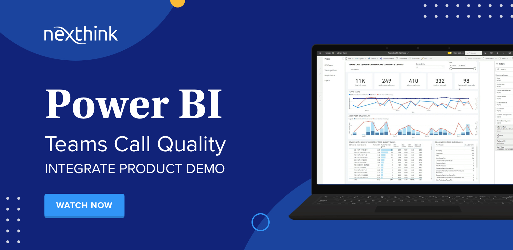 Power BI Teams Call Quality Integration Demo Nexthink