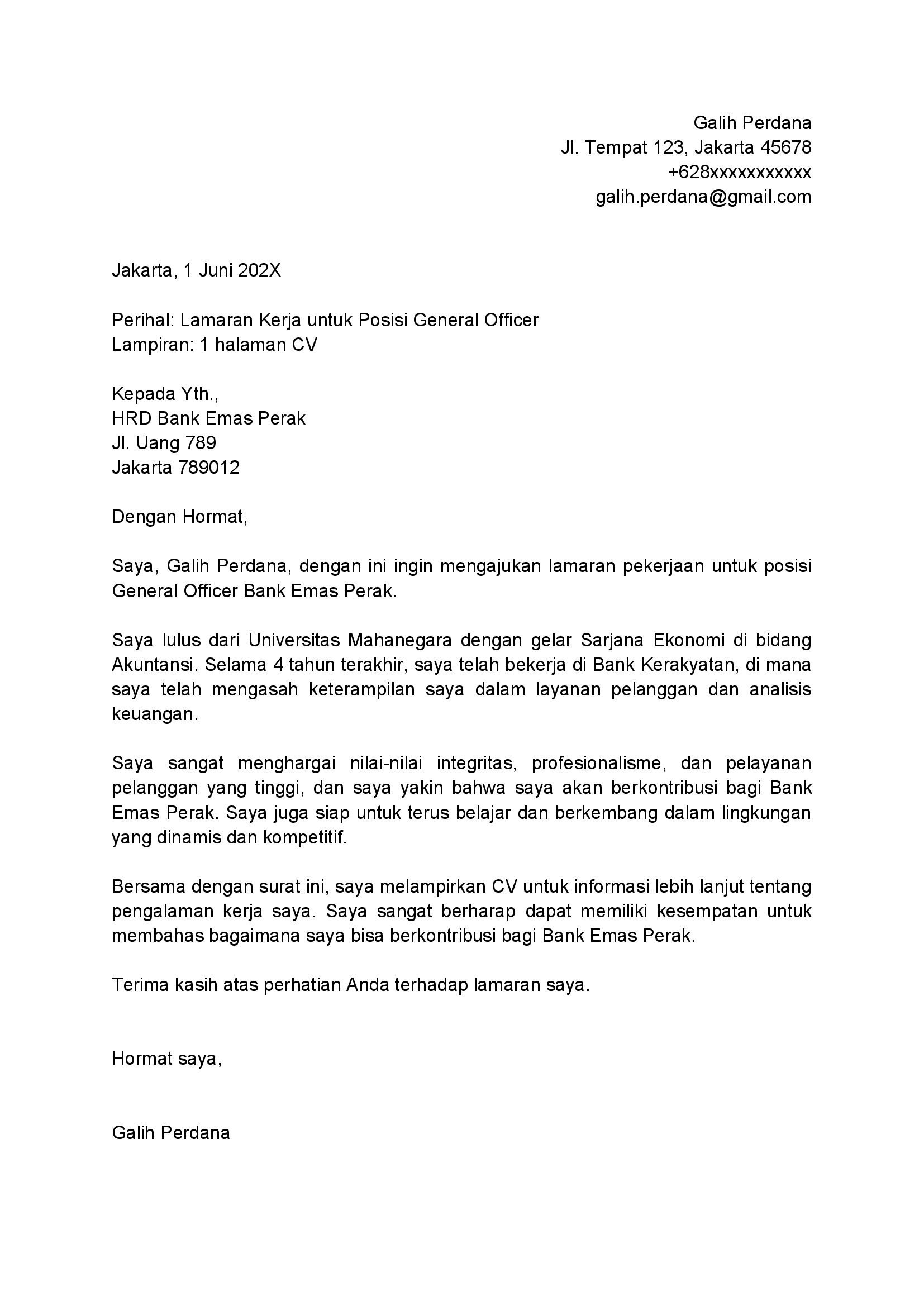 Contoh Surat Lamaran Kerja Word Format & Cara Membuatnya Jobstreet