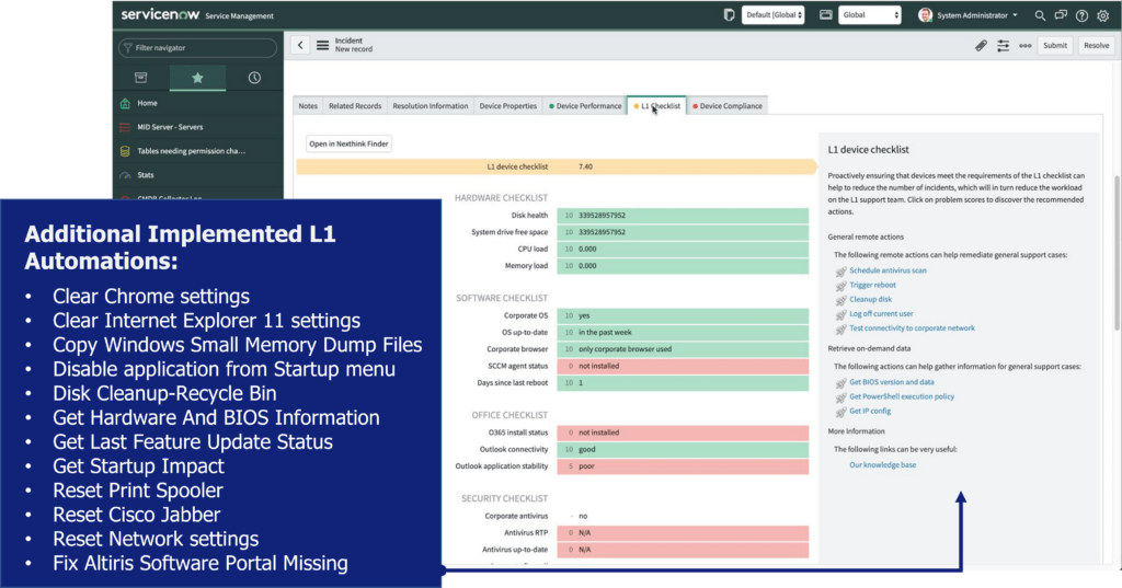 1Click Fixes in ServiceNow 20k and 380 Service Desk Hours Saved