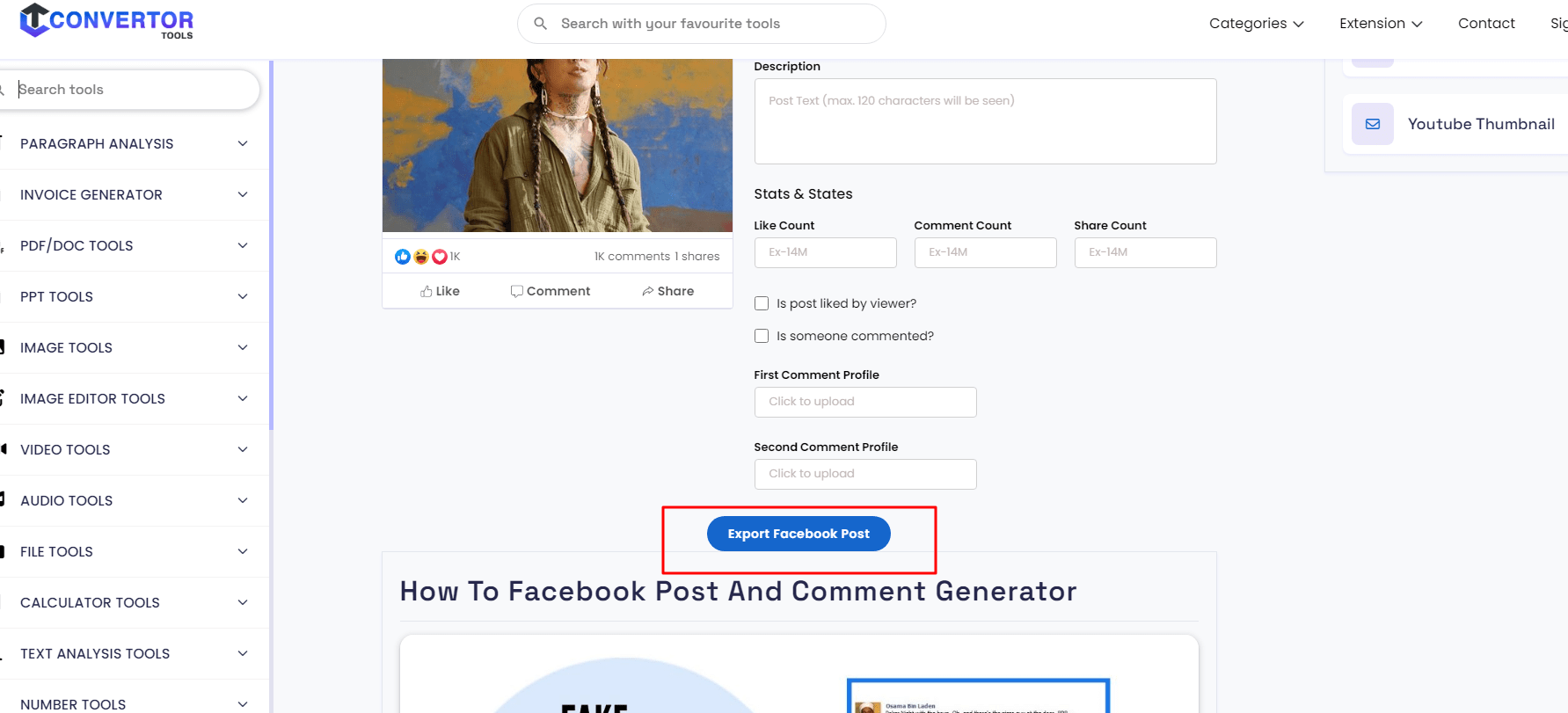 How to facebook post and comment generator