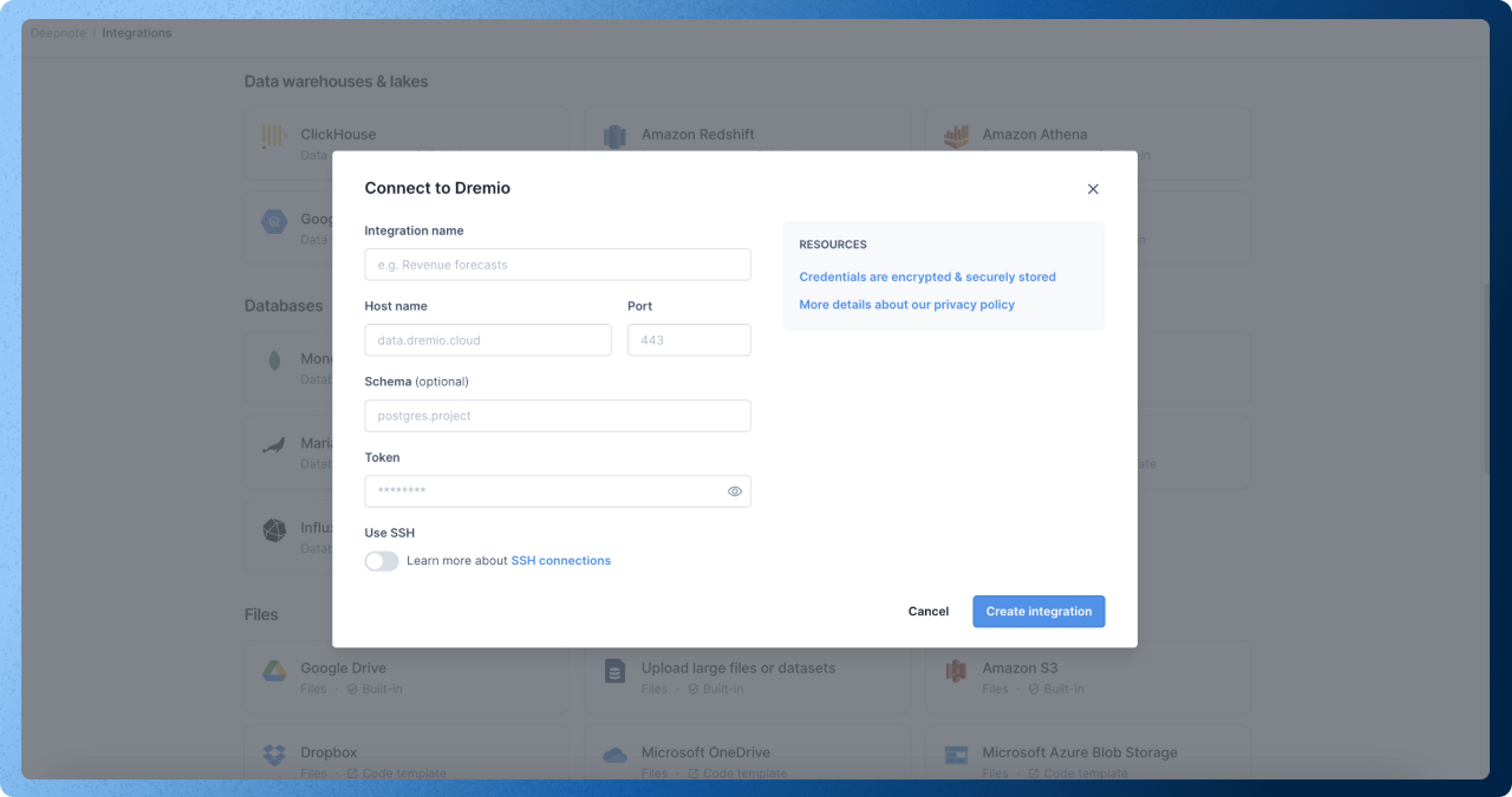 Dremio Deepnote docs
