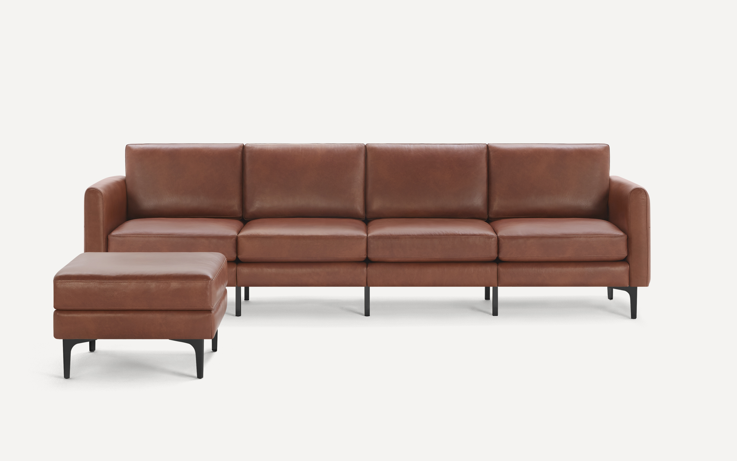 The Nomad Leather King Sofa with Ottoman Burrow