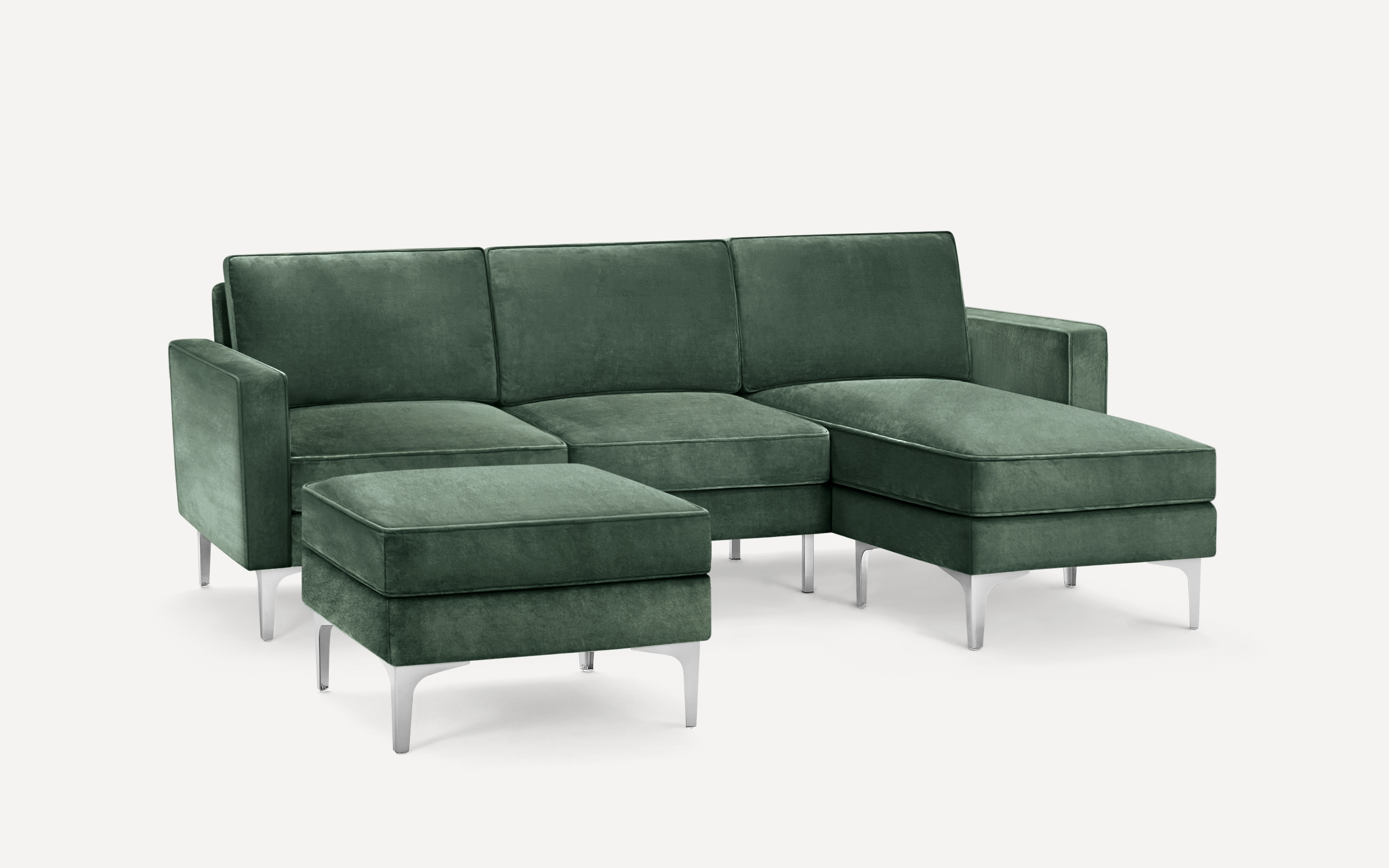 Nomad Velvet Sofa with Chaise and Ottoman Burrow