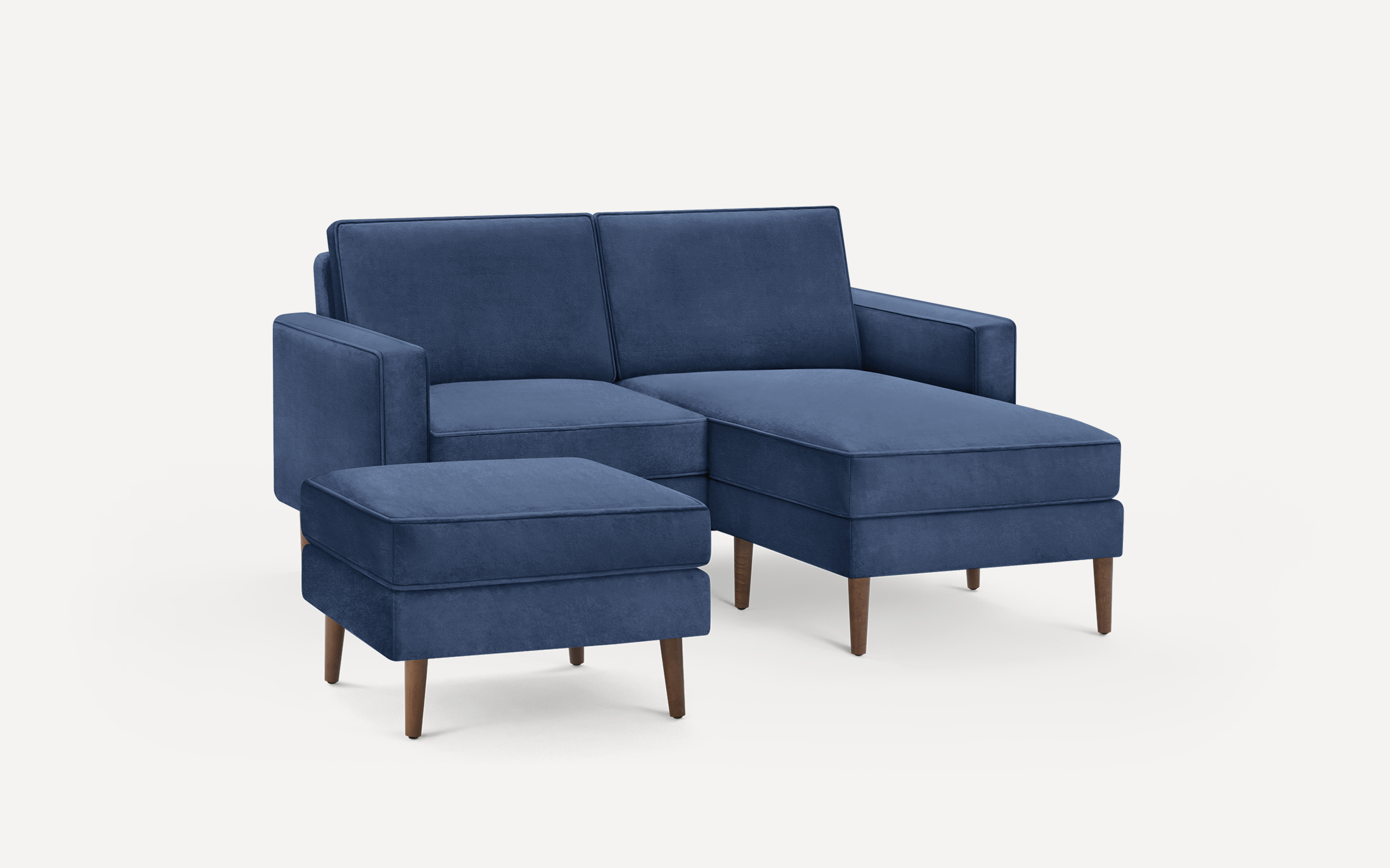 Nomad Velvet Loveseat with Chaise and Ottoman Burrow
