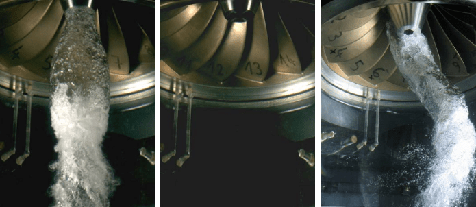 Francis turbine flow patterns at different loads