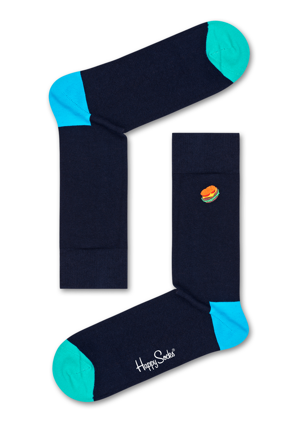 Embroidery Hamburger Socks, Black Happy Socks US