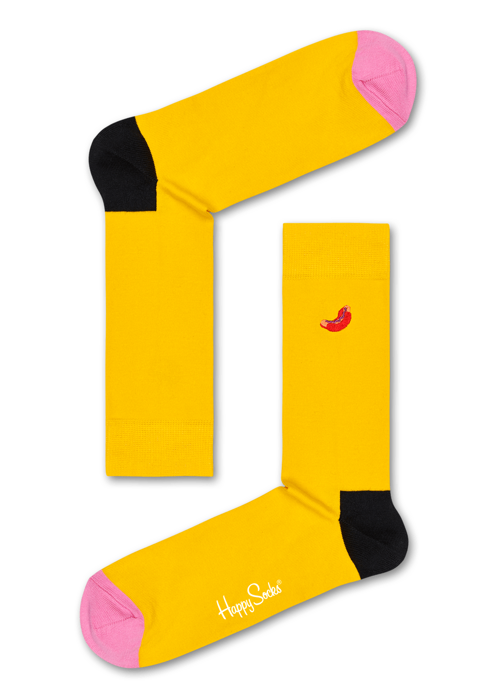 Embroidery Hot Dog Socks, Yellow Happy Socks US