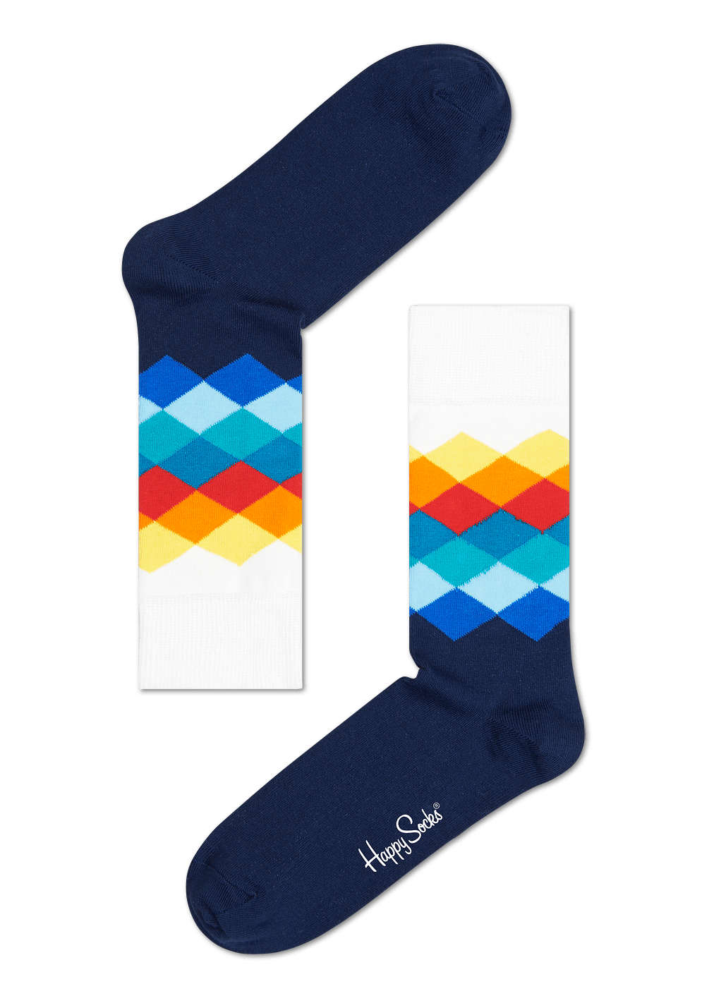 White Amp; Blue Crew Sock: Faded Diamond Style | Happy Socks Us